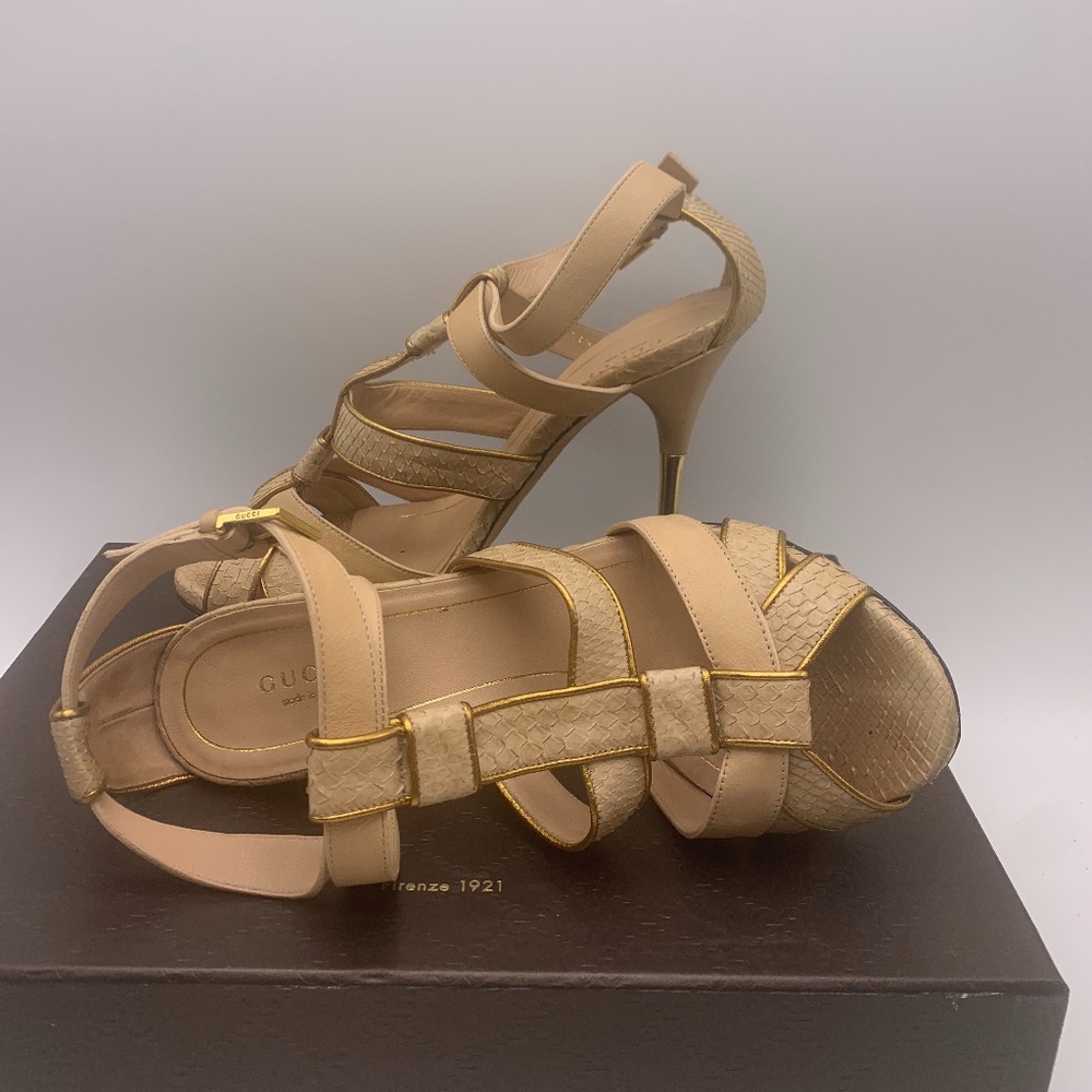 Gucci Malika Python/Leather Gladiator Sandals - image 6